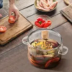 Casa si Gradina - Bucatarie si vesela - Vase pentru gatit - Oale si cratite - Oala din sticla termorezistenta ABYZ 1.8L, pentru plita pe gaz si electrica, culoare Transparent - Infinity.ro