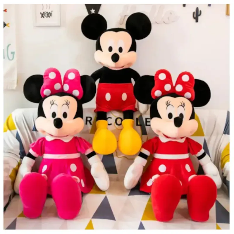 Jucarii, Copii si Bebe - Jucarii si jocuri - Jucarii de plus - Set 3 plusuri Minnie si Mickey Mouse zambitoare, 28 cm, jucarii moi din plus, multicolor, ideale pentru copii si cadouri - Infinity.ro