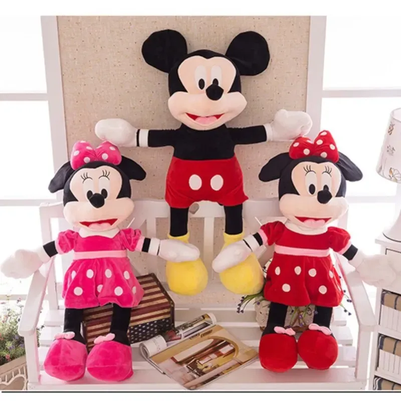 Jucarii, Copii si Bebe - Jucarii si jocuri - Jucarii de plus - Set 3 plusuri Minnie si Mickey Mouse zambitoare, 28 cm, jucarii moi din plus, multicolor, ideale pentru copii si cadouri - Infinity.ro