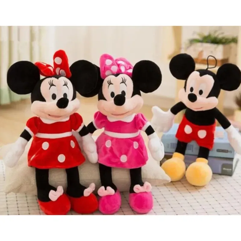 Jucarii, Copii si Bebe - Jucarii si jocuri - Jucarii de plus - Set 3 plusuri Minnie si Mickey Mouse zambitoare, 28 cm, jucarii moi din plus, multicolor, ideale pentru copii si cadouri - Infinity.ro