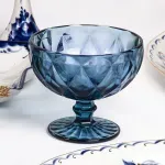 Casa si Gradina - Bucatarie si vesela - Vesela si tacamuri - Vesela desert - Set 6 cupe inghetata din sticla Bleu, 300 ml, model fatetat elegant, ideale pentru deserturi, fructe si servire premium - Infinity.ro