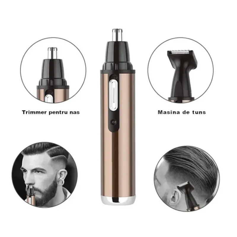 Ingrijire personala si Cosmetice - Aparate & accesorii ingrijire personala - Aparate de ras si tuns - Aparate de tuns - Trimmer 2 in 1 pentru nas, urechi, barba si perciuni, reincarcabil, compact ABYZ - Infinity.ro