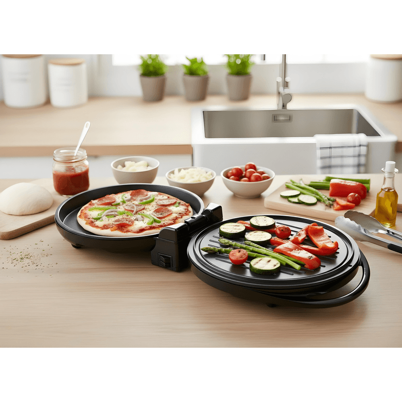 Electronice si Electrocasnice - Electrocasnice bucatarie - Aparate de gatit & desert - Gratare electrice - Tigaie Pizza si Grill ZILAN ZLN7890, Suprafata gatit 290mm, Anti-aderenta, Protectie la supraincalzire, Putere 1500W - Infinity.ro