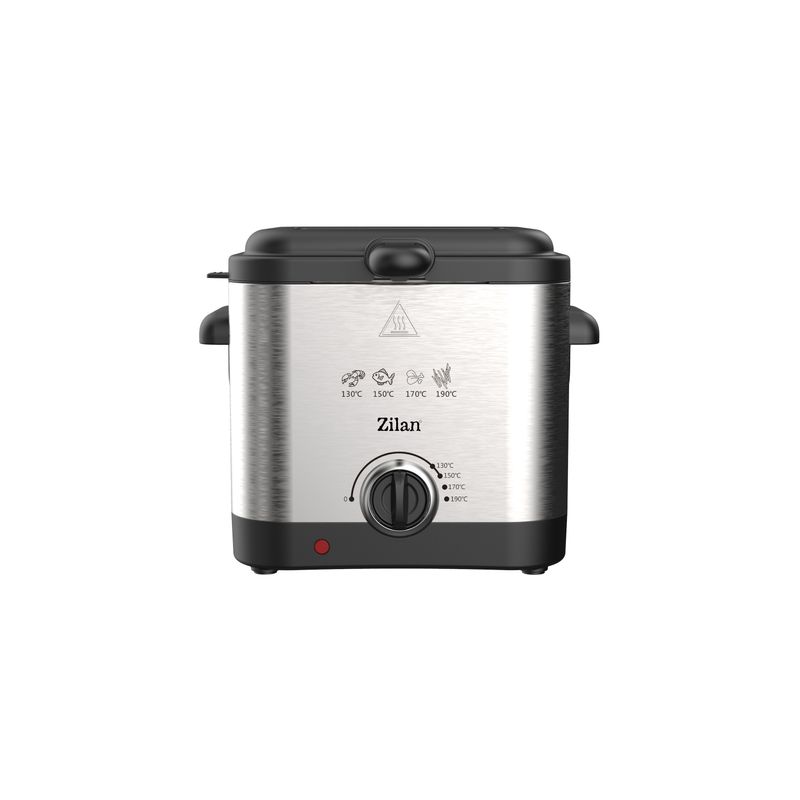 Electronice si Electrocasnice - Electrocasnice bucatarie - Aparate de gatit & desert - Friteuze - Friteuza cu ulei din inox Zilan ZLN4185, Indicator luminos, Termostat reglabil, Capacitate 1.5L, Putere 1000W - Infinity.ro