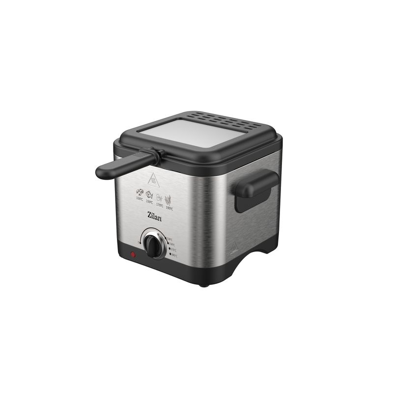 Electronice si Electrocasnice - Electrocasnice bucatarie - Aparate de gatit & desert - Friteuze - Friteuza cu ulei din inox Zilan ZLN4185, Indicator luminos, Termostat reglabil, Capacitate 1.5L, Putere 1000W - Infinity.ro
