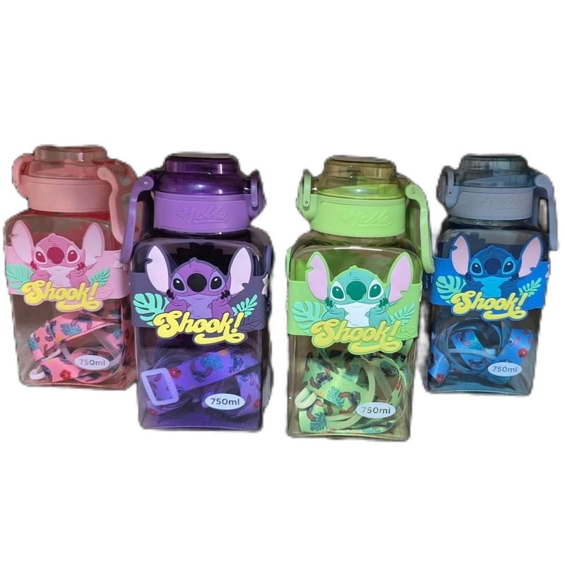 Casa si Gradina - Bucatarie si vesela - Cani si pahare - Sticle - Sticla Copii cu Capac Flip si Maner, Model de genul Stitch, Albastra, 750 ml - Infinity.ro