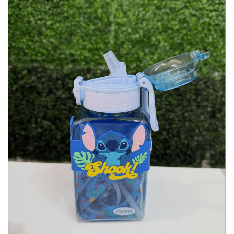 Casa si Gradina - Bucatarie si vesela - Cani si pahare - Sticle - Sticla Copii cu Capac Flip si Maner, Model de genul Stitch, Albastra, 750 ml - Infinity.ro