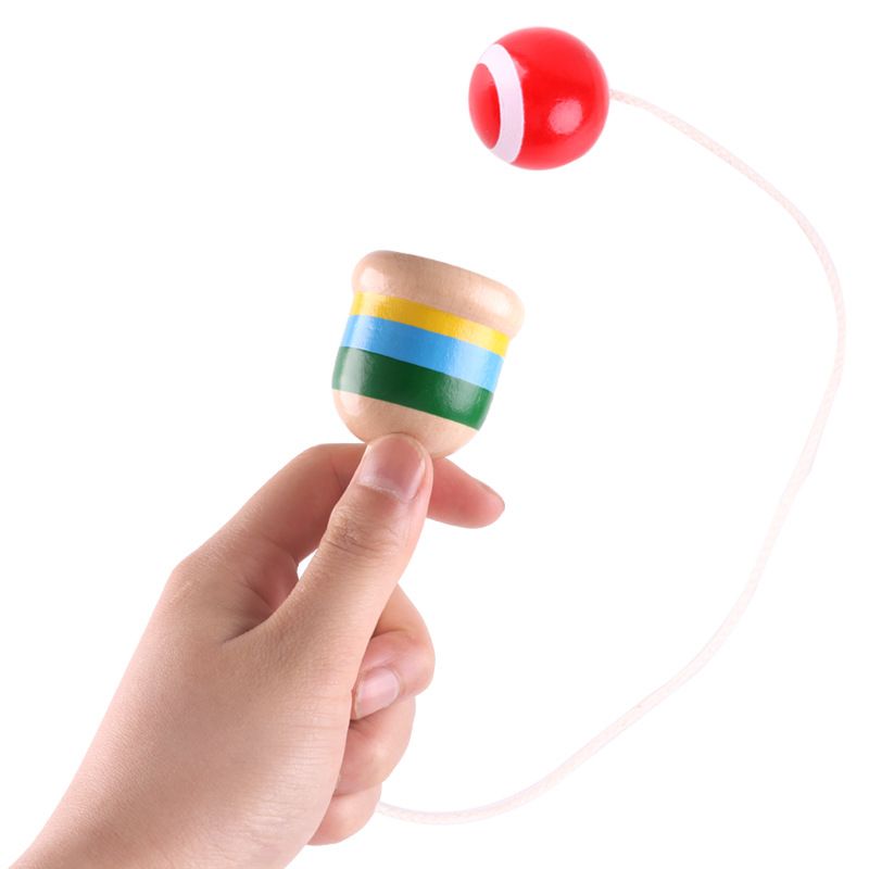 Jucarii, Copii si Bebe - Jucarii si jocuri - Jucarii & jocuri educative - Jocuri si jucarii educative - Mini Kendama din Lemn, Jucarie Interactiva, Multicolor, 10 cm - Infinity.ro
