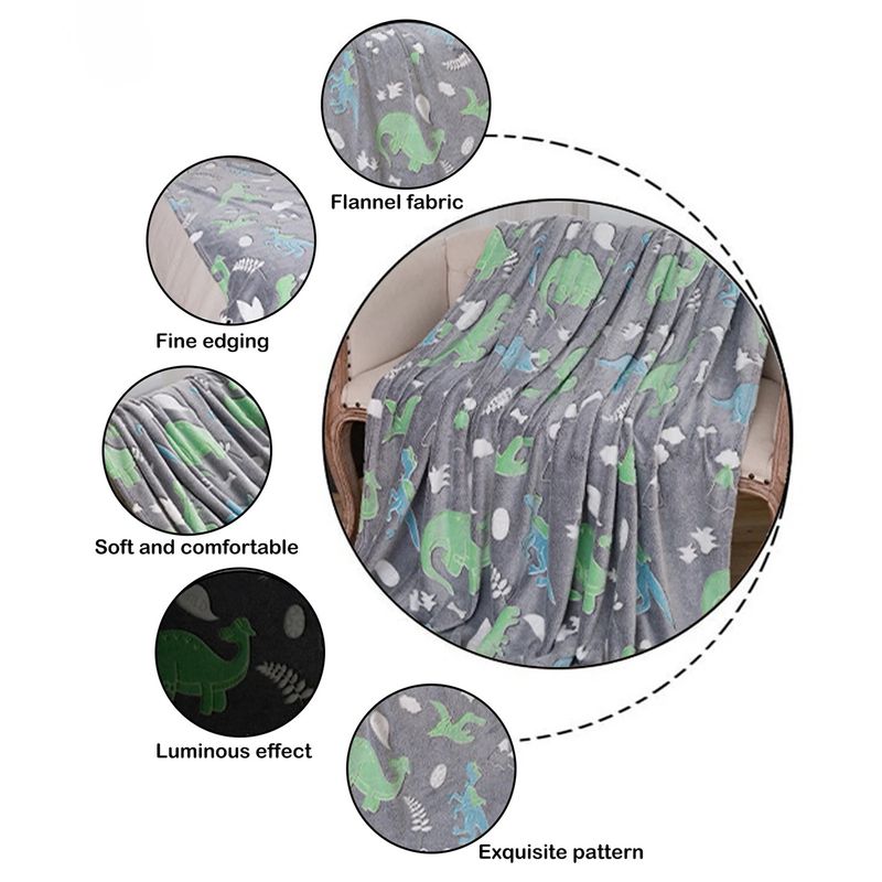 Casa si Gradina - Textile si covoare - Pături și cuverturi - Pături - Patura Pufoasa si Magica, Imprimeu Glow in the Dark, Planete, Albastru, 185cm x 100cm - Infinity.ro