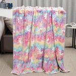 Casa si Gradina - Textile si covoare - Pături și cuverturi - Pături - Patura Pufoasa si Magica, Imprimeu Glow in the Dark, Unicorni, Roz Curcubeu, 185cm x 100cm - Infinity.ro