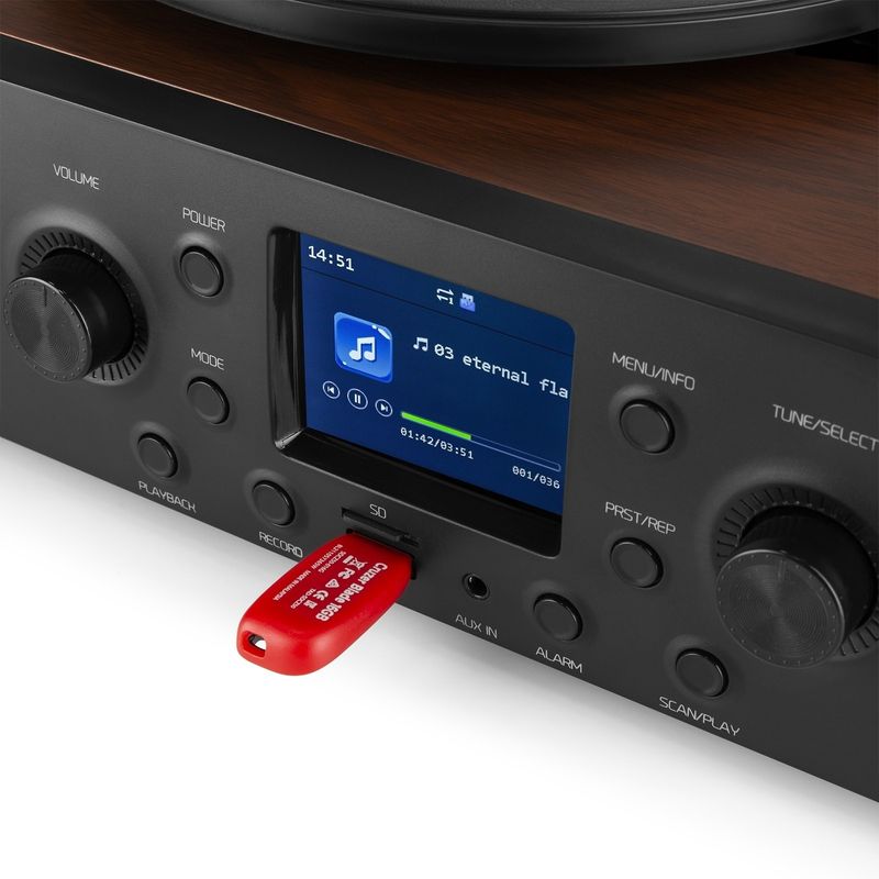 TV, Audio-Video si Foto - Audio Hi-Fi - Pick-Up - Pick-up cu radio Audizio TULSA, Bluetooth, USB, SD, FM, DAB+ - Infinity.ro