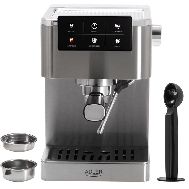 Electronice si Electrocasnice - Electrocasnice bucatarie - Preparare bauturi - Espressoare - Espressor Manual Adler AD 4390 1.5L 20Bar Thermoblock PID Dispozitiv Manual de Spumare Lapte 1350W Argintiu - Infinity.ro