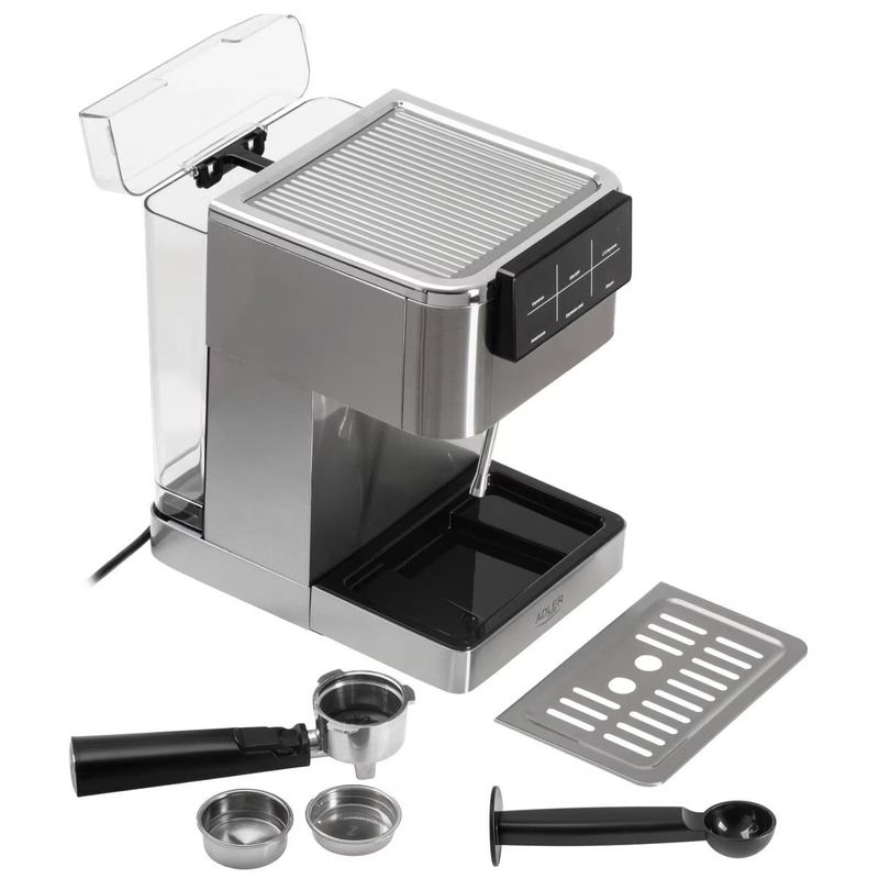 Electronice si Electrocasnice - Electrocasnice bucatarie - Preparare bauturi - Espressoare - Espressor Manual Adler AD 4390 1.5L 20Bar Thermoblock PID Dispozitiv Manual de Spumare Lapte 1350W Argintiu - Infinity.ro