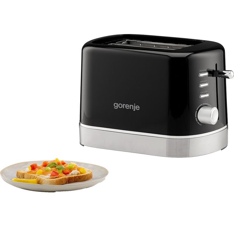 Electronice si Electrocasnice - Electrocasnice bucatarie - Preparare paine - Prajitoare de paine - Prajitor de paine GORENJE T800DB, 2 felii, 800W, negru-argintiu - Infinity.ro