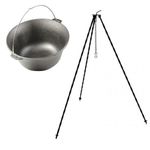 Casa si Gradina - Bucatarie si vesela - Vase pentru gatit - Oale si cratite - Set ceaun fonta cu trepied metalic, 16 L, Premium - Infinity.ro