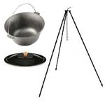 Casa si Gradina - Bucatarie si vesela - Vase pentru gatit - Oale si cratite - Set ceaun fonta cu capac emailat si trepied metalic, 16 L, Premium - Infinity.ro