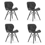 Casa si Gradina - Mobilier - Scaune si fotolii - Scaune - Set 4 scaune bucatarie/living, Lago, piele ecologica, lemn, negru, 47.5x52x74 cm - Infinity.ro