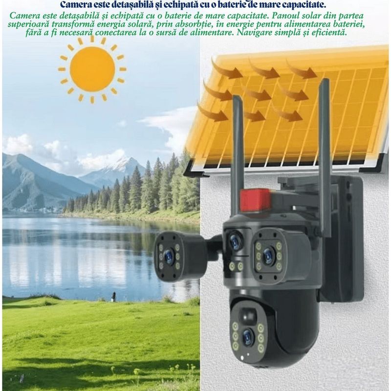 Casa si Gradina - Electrice - Smart Home - Camere de supraveghere - Camera de supraveghere cu panou solar V380 PRO - Conectivitate 4G - 12MP 4K Ultra HD - Infinity.ro