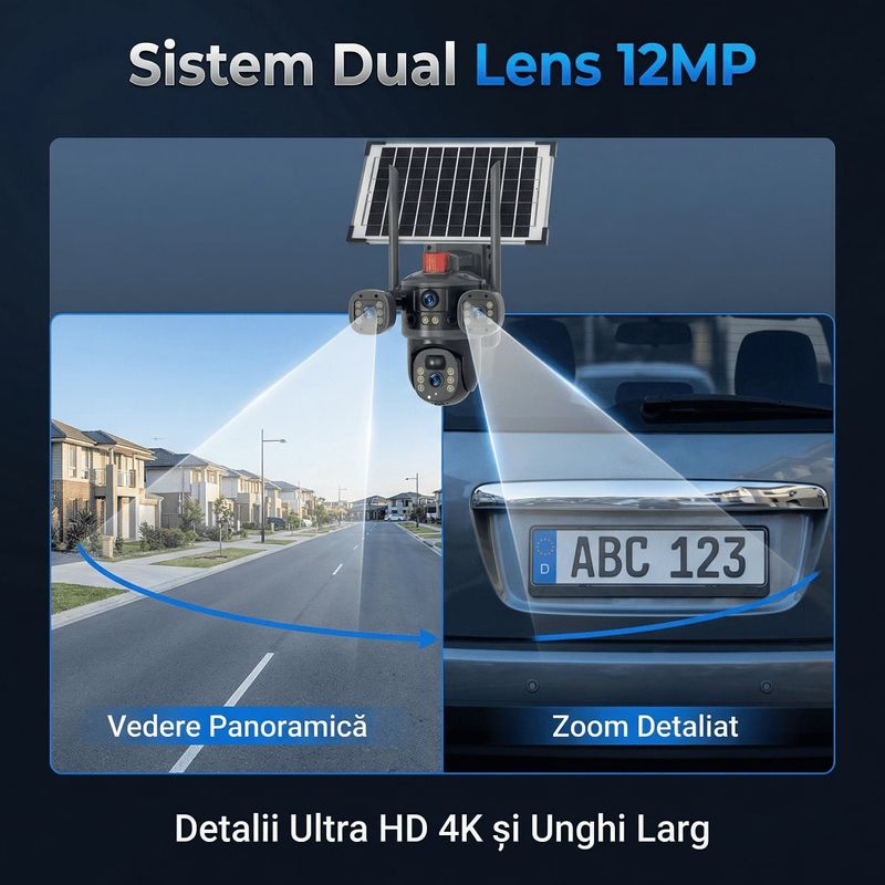 Casa si Gradina - Electrice - Smart Home - Camere de supraveghere - Camera de supraveghere cu panou solar V380 PRO - Conectivitate 4G - 12MP 4K Ultra HD - Infinity.ro