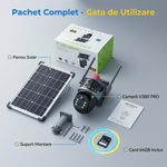 Casa si Gradina - Electrice - Smart Home - Camere de supraveghere - Camera de supraveghere cu panou solar V380 PRO, Conectivitate Wifi, PTZ Rotativ, 12MP 4K Ultra HD - Infinity.ro
