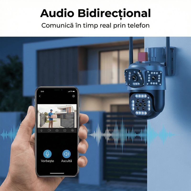 Casa si Gradina - Electrice - Smart Home - Camere de supraveghere - Camera de supraveghere V380 PRO - Conectivitate WIFI - 2 Lentile - PTZ Rotativ - 9MP Ultra HD - Infinity.ro