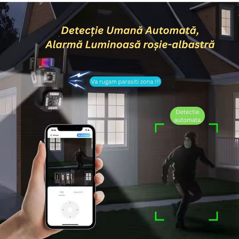 Casa si Gradina - Electrice - Smart Home - Camere de supraveghere - Camera de supraveghere V380 PRO - Conectivitate WIFI - 2 Lentile - PTZ Rotativ - 9MP Ultra HD - Infinity.ro