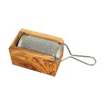 Casa si Gradina - Bucatarie si vesela - Ustensile bucatarie - Razatori si curatatoare - Razatoare pentru branza tare cu cutie colectare, lemn maslin + inox, 11x7x6 cm - Infinity.ro