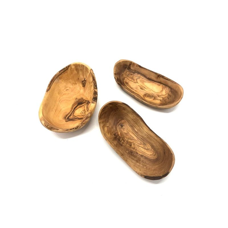Casa si Gradina - Bucatarie si vesela - Vesela si tacamuri - Farfurii si boluri - Bol rustic oval din lemn de maslin, 14-16 cm, pentru gustari si servire - Infinity.ro