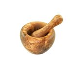 Casa si Gradina - Bucatarie si vesela - Ustensile bucatarie - Prese si storcatoare manuale - Mojar din lemn de maslin cu pistil, diametru 12 cm, inaltime 7 cm - Infinity.ro