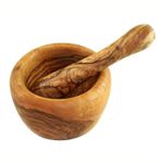 Casa si Gradina - Bucatarie si vesela - Ustensile bucatarie - Prese si storcatoare manuale - Mojar din lemn de maslin cu pistil, diametru 14 cm, inaltime 9-10 cm - Infinity.ro