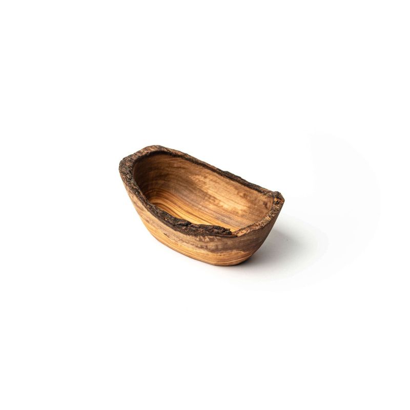 Casa si Gradina - Bucatarie si vesela - Vesela si tacamuri - Farfurii si boluri - Bol rustic oval din lemn de maslin, 12-14 cm, pentru gustari si servire - Infinity.ro