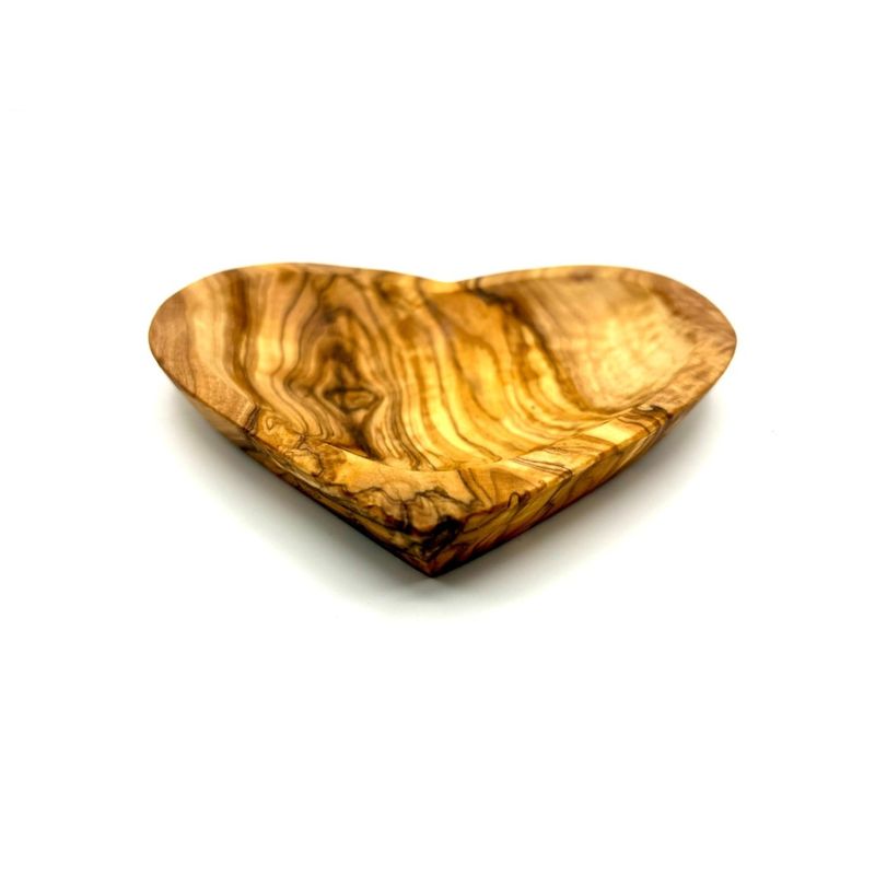 Casa si Gradina - Bucatarie si vesela - Vesela si tacamuri - Farfurii si boluri - Bol in forma de inima din lemn de maslin, latime 14 cm, pentru gustari si servire - Infinity.ro