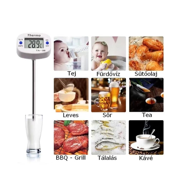 Casa si Gradina - Bucatarie si vesela - Ustensile bucatarie - Termometre bucatarie - Termometru digital pentru temperatura interna (carne) cu sonda din inox – -50°C–300°C, cap rotativ - Infinity.ro