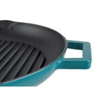 Electronice si Electrocasnice - Aragazuri, cuptoare si hote - Plite incorporabile - Plite pe gaz - Tigaie grill din fonta emailata 31 cm, cu cioc, turcoaz - Infinity.ro