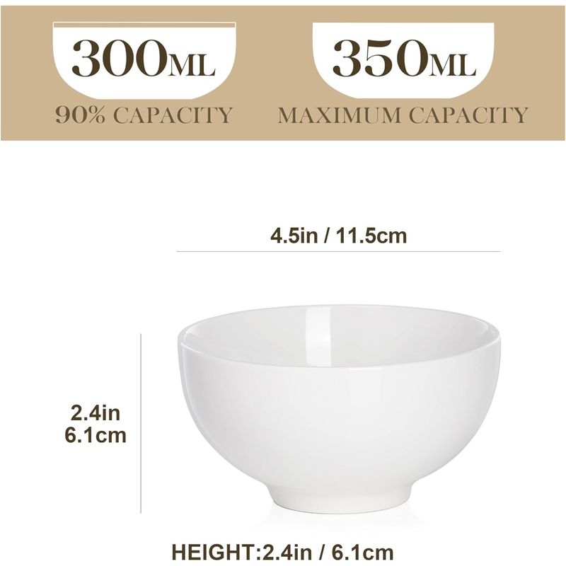 Casa si Gradina - Bucatarie si vesela - Vesela si tacamuri - Farfurii si boluri - Set 8 boluri mici din portelan alb 300 ml, boluri pentru copii, cereale, deserturi. rezistente la masina de spalat - Infinity.ro