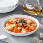 Casa si Gradina - Bucatarie si vesela - Vesela si tacamuri - Farfurii si boluri - Set 6 boluri plate din portelan, alb, 1250ml, late pentru paste, ramen, salata, supa, rezistente si elegante - Infinity.ro
