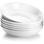 Casa si Gradina - Bucatarie si vesela - Vesela si tacamuri - Farfurii si boluri - Set 6 boluri plate din portelan, alb, 1250ml, late pentru paste, ramen, salata, supa, rezistente si elegante - Infinity.ro