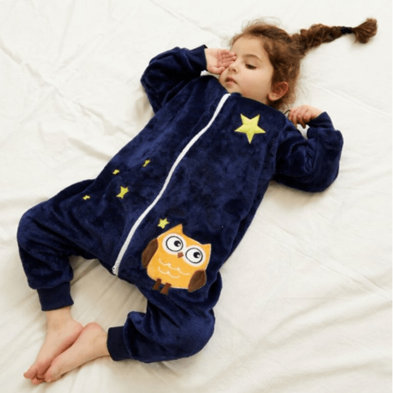 Casa si Gradina - Textile si covoare - Pături și cuverturi - Saci de dormit copii - Sac de dormit cu picioare pentru bebelusi, material respirabil, model bufnita, unisex, ,marimea 110 - Infinity.ro