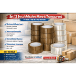 Carti si Birotica - Birotica - Accesorii de birou - Benzi adezive - Set 12 Benzi Adezive Maro & Transparent 48 mm x 66 m, 45 microni – Bandă Ambalare Rezistentă - Infinity.ro