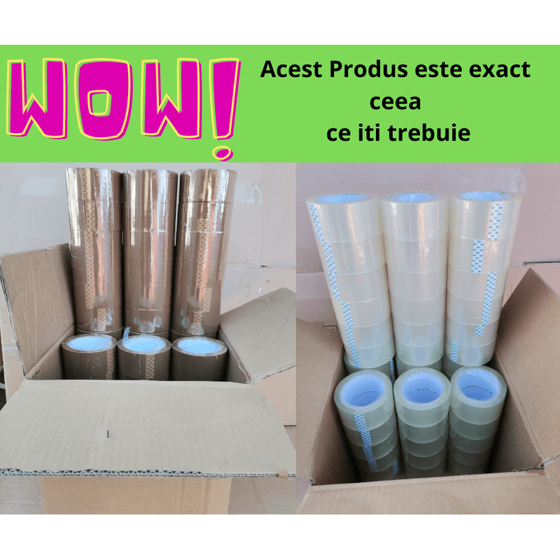 Carti si Birotica - Birotica - Accesorii de birou - Benzi adezive - Set 12 Benzi Adezive Maro & Transparent 48 mm x 66 m, 45 microni – Bandă Ambalare Rezistentă - Infinity.ro