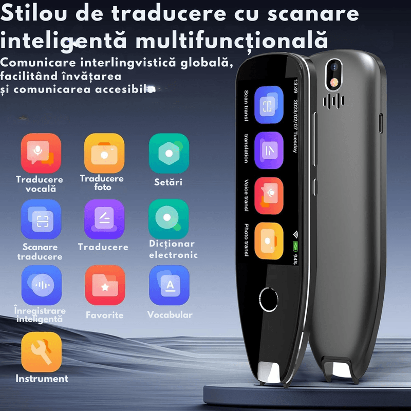 Laptop, Telefoane si Tablete - Wearables si gadgeturi - Gadgeturi - Dispozitive anti-pierdere - Translator Inteligent VisionHub, Scanare AI,Traducere Vocala,29 Limbi Offline,134 Online, Traducere Foto, Bluetooth, - Infinity.ro