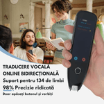 Laptop, Telefoane si Tablete - Wearables si gadgeturi - Gadgeturi - Dispozitive anti-pierdere - Translator Inteligent VisionHub, Scanare AI,Traducere Vocala,29 Limbi Offline,134 Online, Traducere Foto, Bluetooth, - Infinity.ro