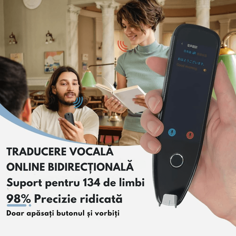 Laptop, Telefoane si Tablete - Wearables si gadgeturi - Gadgeturi - Dispozitive anti-pierdere - Translator Inteligent VisionHub, Scanare AI,Traducere Vocala,29 Limbi Offline,134 Online, Traducere Foto, Bluetooth, - Infinity.ro