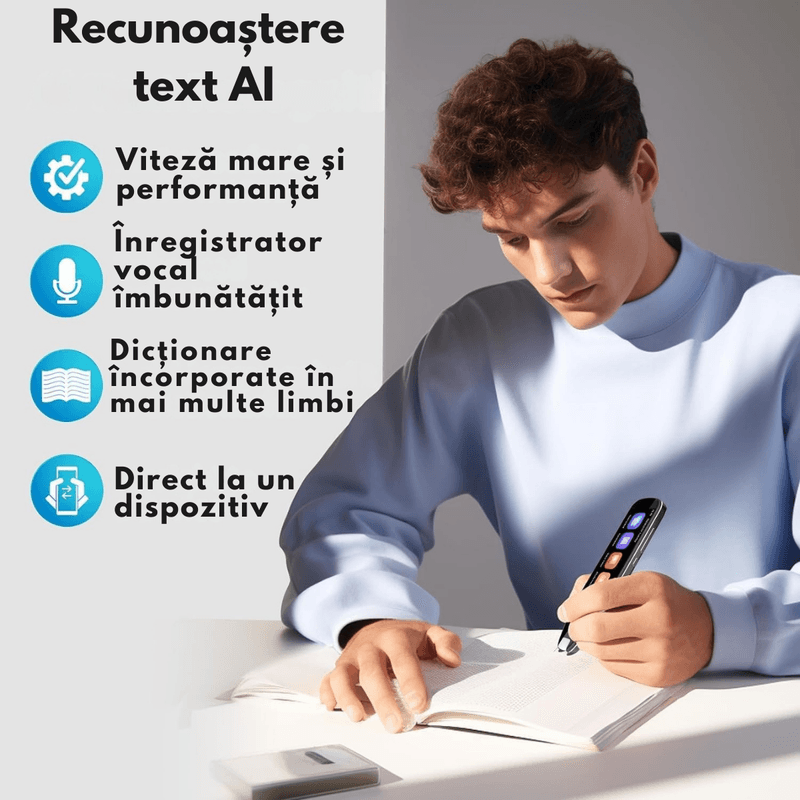 Laptop, Telefoane si Tablete - Wearables si gadgeturi - Gadgeturi - Dispozitive anti-pierdere - Translator Inteligent VisionHub, Scanare AI,Traducere Vocala,29 Limbi Offline,134 Online, Traducere Foto, Bluetooth, - Infinity.ro