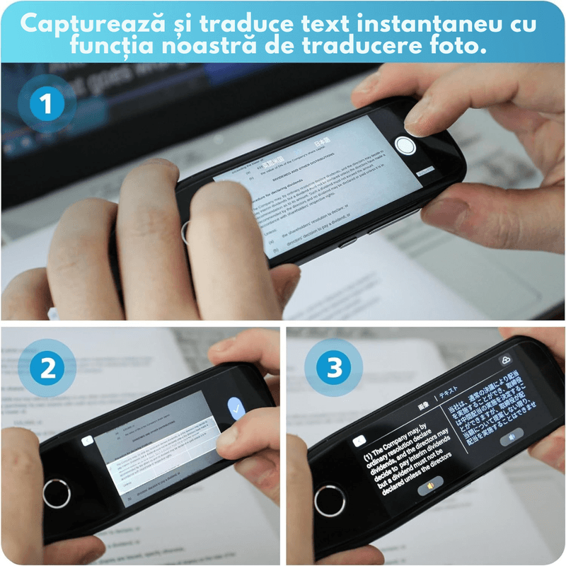 Laptop, Telefoane si Tablete - Wearables si gadgeturi - Gadgeturi - Dispozitive anti-pierdere - Translator Inteligent VisionHub, Scanare AI,Traducere Vocala,29 Limbi Offline,134 Online, Traducere Foto, Bluetooth, - Infinity.ro