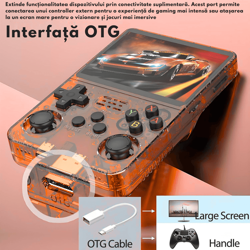 PC, gaming si accesorii - Gaming - Console gaming - Consola Gaming portabila 15.000+Jocuri Clasice, VisionHub®, Ecran HD 3.5'', 128GB Stocare, Joystick-uri 3D, Multiplayer - Infinity.ro
