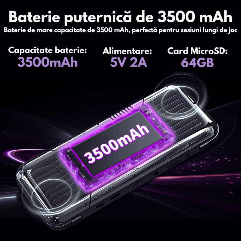 PC, gaming si accesorii - Gaming - Console gaming - Consola Jocuri Portabila 15.000+Jocuri incorporate, VisionHub®, Ecran LCD HD 5'' inch, Quad-Core RK3128, 64GB Stocare - Infinity.ro