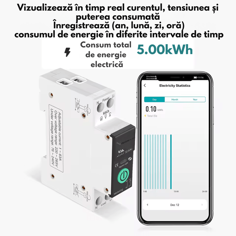Casa si Gradina - Electrice - Smart Home - Centrale si module smart home - Siguranta Inteligenta Smart-WiFi, Contor Energie, 63A–Monitorizare Consum, Control Distanta, VisionHub®, Programare - Infinity.ro
