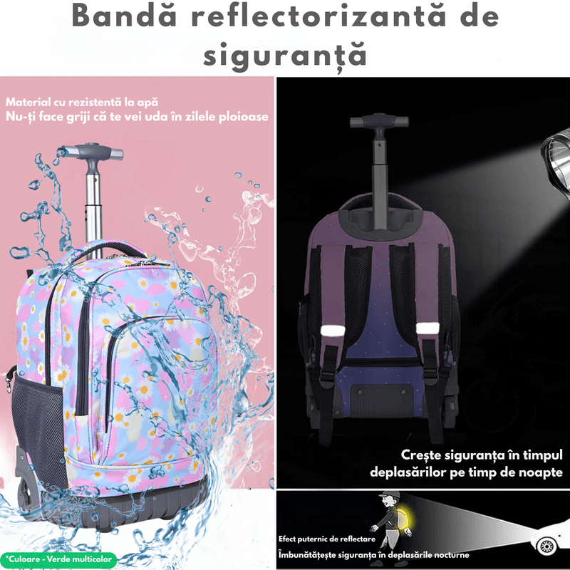 Sport si Outdoor - Articole de voiaj - Rucsacuri - Ghiozdan Troler Multifunctional Rotile, Rucsac Capacitate Mare, Fete, Baieti, Roti Rezistente, Compartimente multiple - Infinity.ro