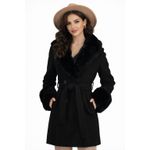 Fashion, accesorii si bijuterii - Femei - Imbracaminte femei - Paltoane si trenciuri femei - Palton negru din stofa cu blana ecologica detasabila S INTL Negru - Infinity.ro